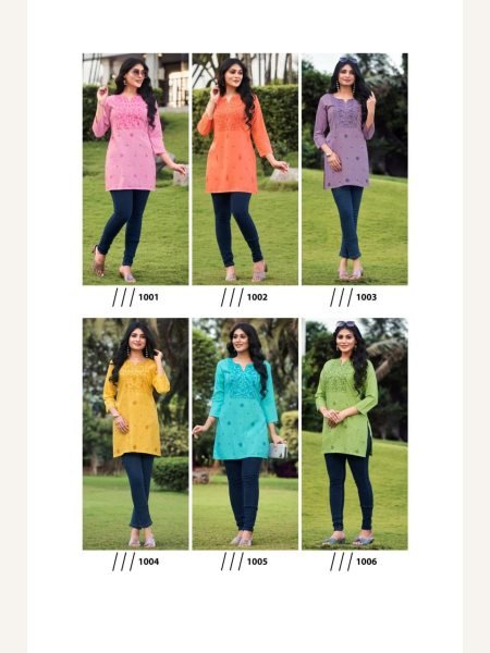Women Fancy Heavy Reyon Short Tops Full Set Kurti