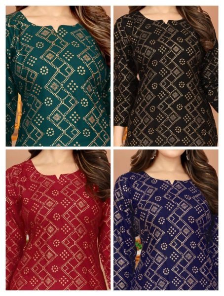Women Printed Cotton Rayon A line Kurta  Printed Kurtis