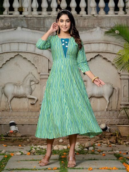 Women Printed Rayon Anarkali  Gown Indian Bollywood Top Tunic Kurti Dress Printed Kurtis