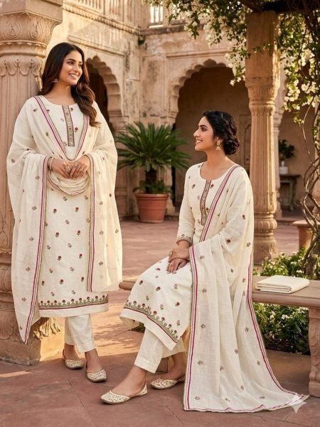 Women's Cora Cambric Cotton Unstitched Suit Material with Designer Dupatta 