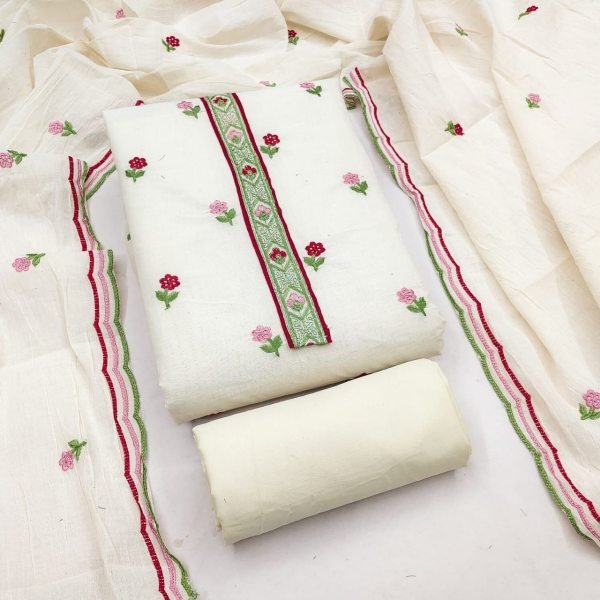 Women's Cora Cambric Cotton Unstitched Suit Material with Designer Dupatta Punjabi Dress Materials Wholesale