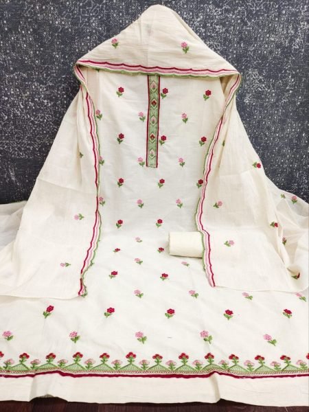 Women's Cora Cambric Cotton Unstitched Suit Material with Designer Dupatta Punjabi Dress Materials Wholesale