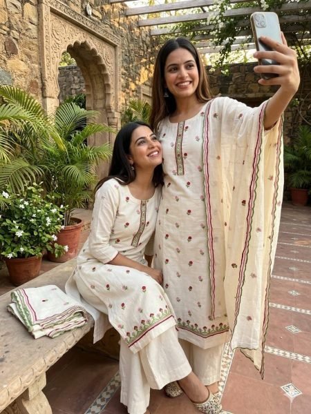 Women's Cora Cambric Cotton Unstitched Suit Material with Designer Dupatta Punjabi Dress Materials Wholesale