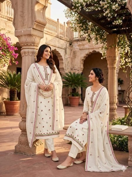 Women's Cora Cambric Cotton Unstitched Suit Material with Designer Dupatta Punjabi Dress Materials Wholesale