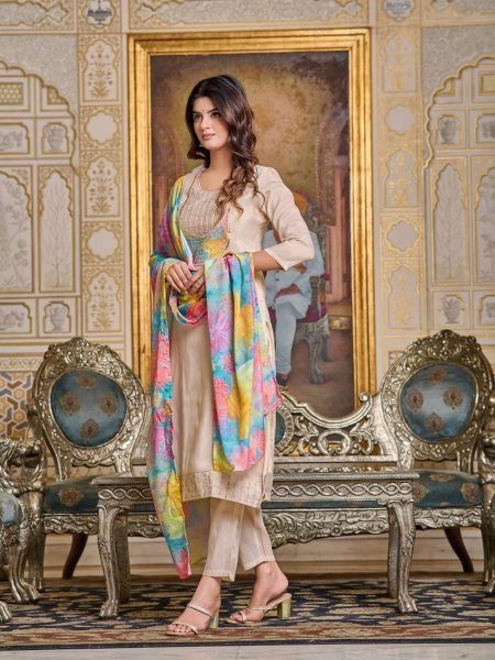 Women's Embroidery Simar Kurti With Pant   Dupatta Set 3 Piece Kurti Set