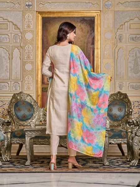 Women's Embroidery Simar Kurti With Pant   Dupatta Set 3 Piece Kurti Set