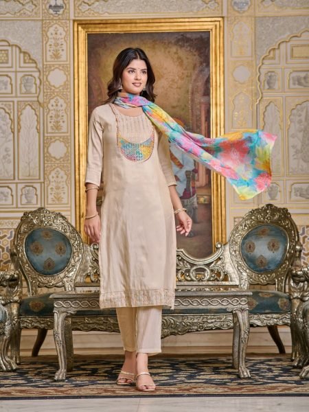 Women's Embroidery Simar Kurti With Pant   Dupatta Set 3 Piece Kurti Set