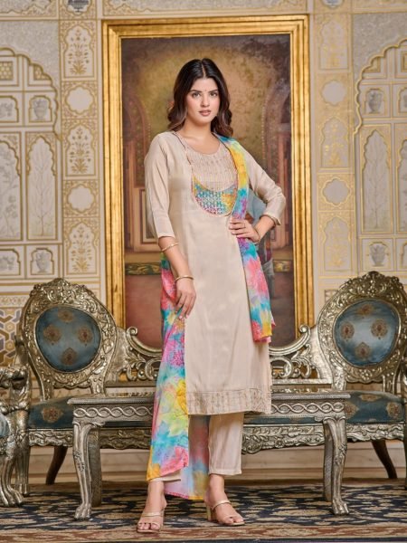 Women's Embroidery Simar Kurti With Pant   Dupatta Set 3 Piece Kurti Set