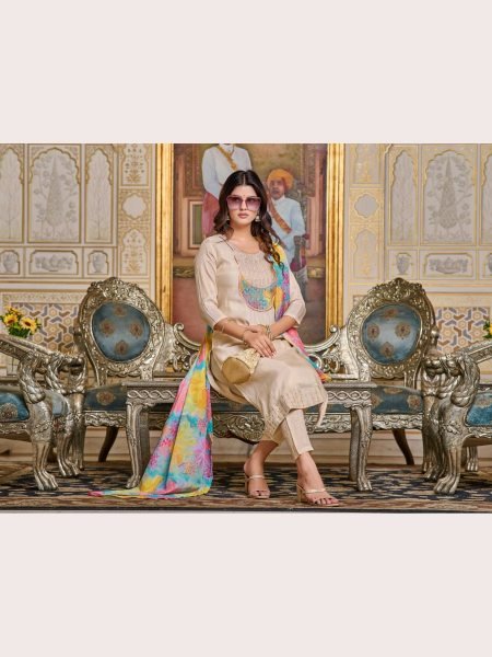 Women's Embroidery Simar Kurti With Pant   Dupatta Set 3 Piece Kurti Set