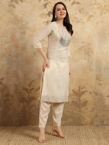 Women's Embroidery Simar Kurti With Pant   Dupatta Set 3 Piece Kurti Set