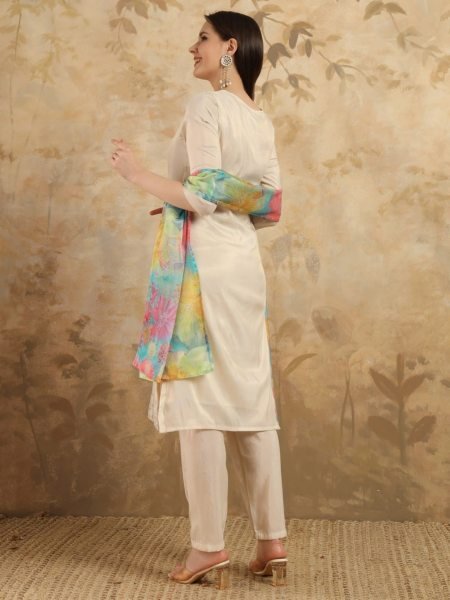 Women's Embroidery Simar Kurti With Pant   Dupatta Set 3 Piece Kurti Set