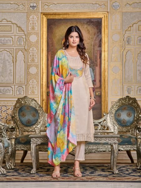 Women's Embroidery Simar Kurti With Pant   Dupatta Set 3 Piece Kurti Set