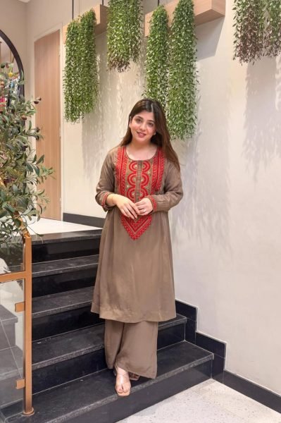 Women's French Crepe Embroidery Top with Plain Bottom For Women Comfortable All-Day Wear Embroidery Kurtis 