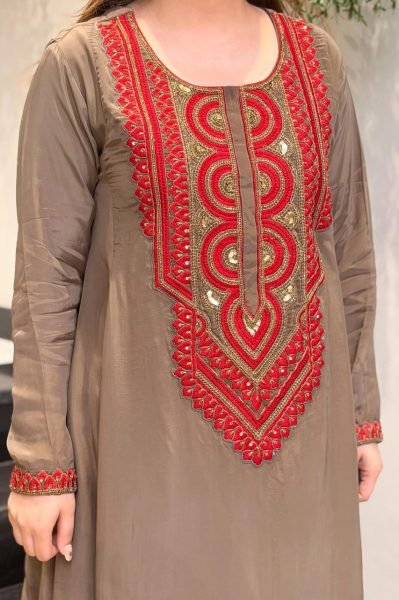 Women's French Crepe Embroidery Top with Plain Bottom For Women Comfortable All-Day Wear Embroidery Kurtis 