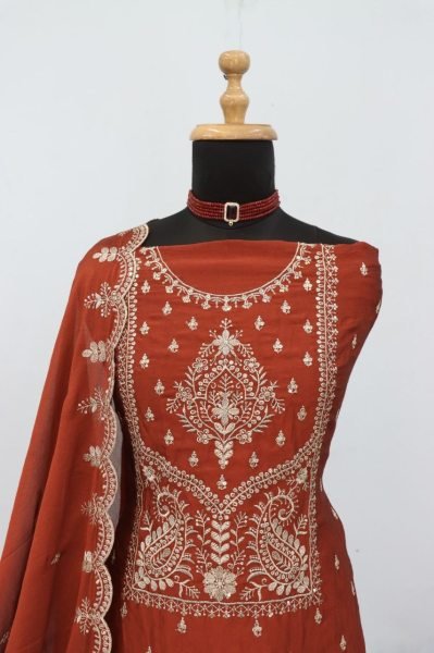 Women's Orange Rangoli Crush Suit with Heavy Sequins Embroidery Work For Party Churidar Salwar Suits Wholesale