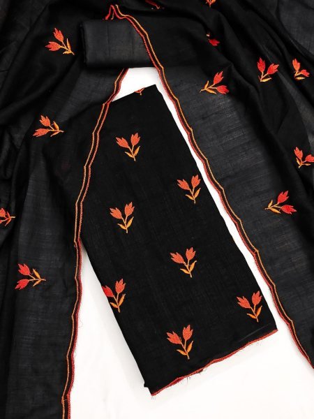 Women's Orange Vichitra Silk Multi Work Suit Set for Festive Occasions Color Set Matching Dress Material Wholesale