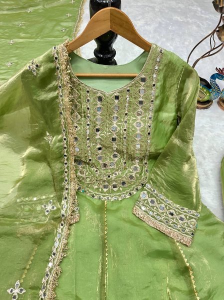 Women's Party Wear Embroidered Dhoti Suit Set with Lace Border Dupatta Ready To Wear Collection