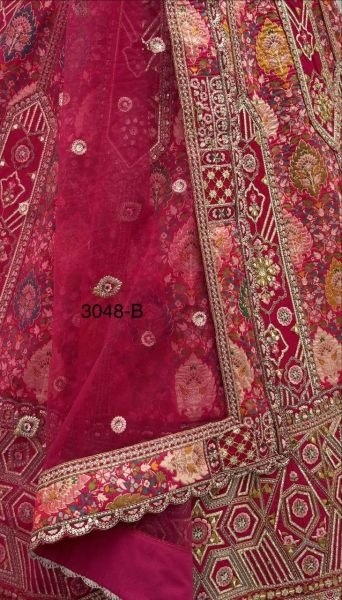Women's Pink Banarasi Silk Wedding Lehenga with Real Mirror Handwork For Bridal Wear Bridal Lehenga Choli