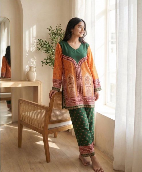 Women's Premium Heavy Rayon Digital Print Designer Festive Wear Cord Set with Top & Pant CO ORD Sets