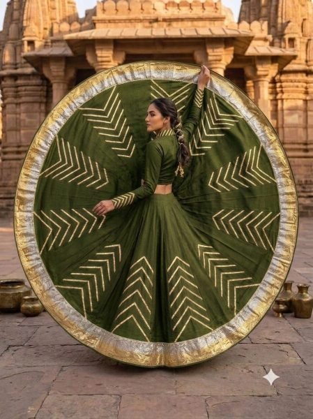 Women's Pure Rayon Cotton Lehenga with Premium Crepe Lining For Dandiya Navratri Lehnega Choli