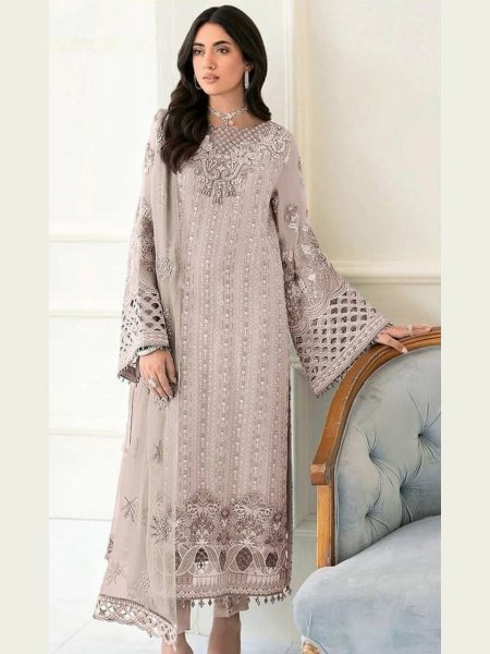 Women Semi-Stitched Fox Georgette Pakistani Long Suit with Khatli Work And Dupatta Salwar Kameez