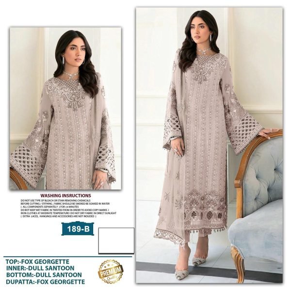 Women Semi-Stitched Fox Georgette Pakistani Long Suit with Khatli Work And Dupatta Pakistani Suits Wholesale
