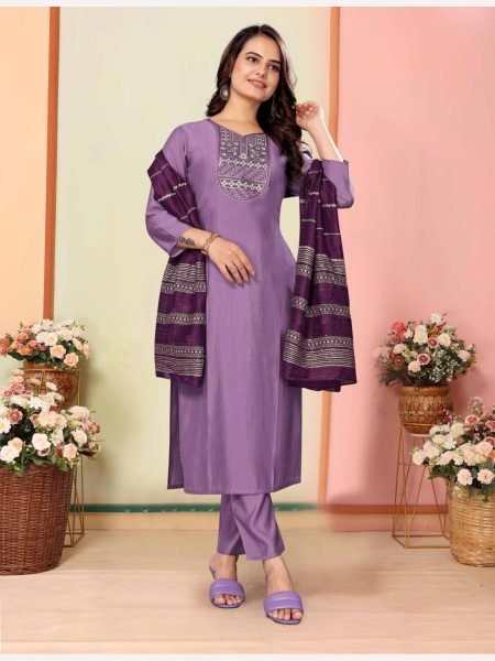 Women Silk Kurti Pant With Chanderi Dupatta  3 Piece Kurti Set