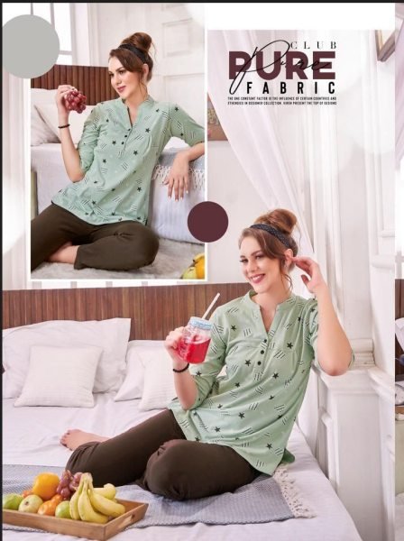 Womens Cotton nightsuit Set Breathable Fabric with Trendy Shirt Style Night Suit Wholesale