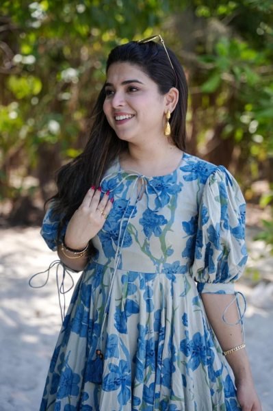 Womens Printed Maxi Western Gown Stylish Floral One Piece Dress Cotton Kurtis Wholesale