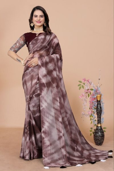 Womens Shibori Original Hand Printed saree  Georgette Sarees Wholesale