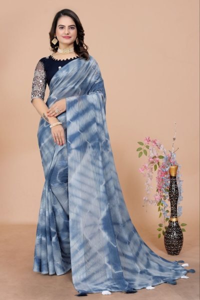 Womens Shibori Original Hand Printed saree  Georgette Sarees Wholesale