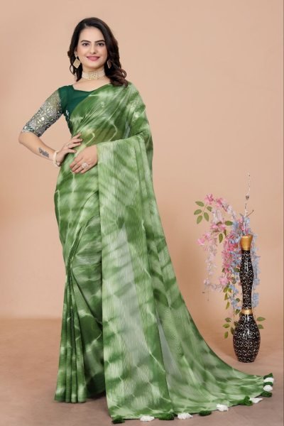 Womens Shibori Original Hand Printed saree  Georgette Sarees Wholesale