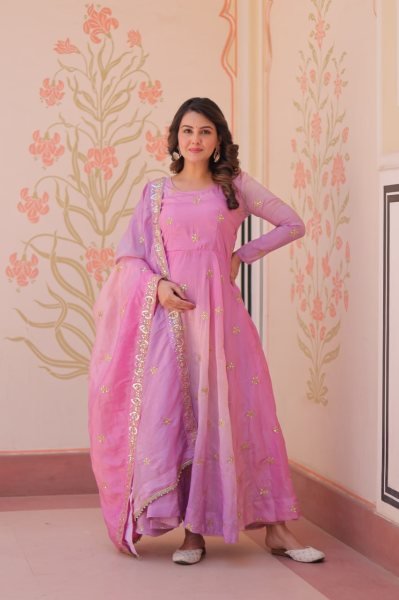 Womens Traditional Pink Anarkali Suit with Embroidered Dupatta Ethnic Wear for Festive Occasions Anarkali Kurtis 
