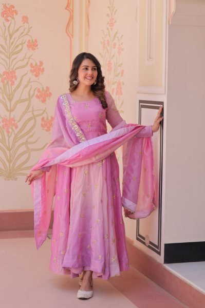 Womens Traditional Pink Anarkali Suit with Embroidered Dupatta Ethnic Wear for Festive Occasions Anarkali Kurtis 