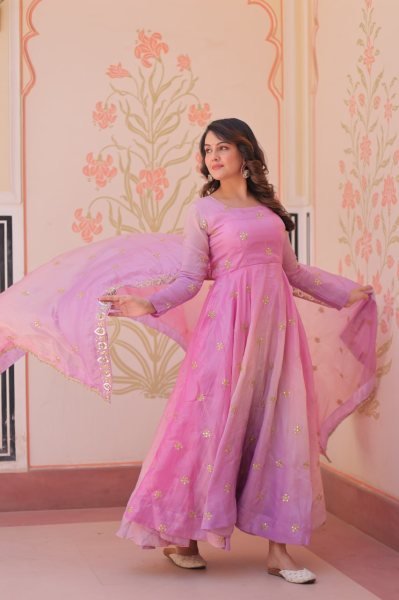 Womens Traditional Pink Anarkali Suit with Embroidered Dupatta Ethnic Wear for Festive Occasions Anarkali Kurtis 