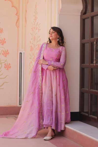 Womens Traditional Pink Anarkali Suit with Embroidered Dupatta Ethnic Wear for Festive Occasions Anarkali Kurtis 