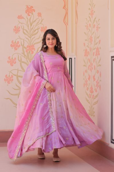Womens Traditional Pink Anarkali Suit with Embroidered Dupatta Ethnic Wear for Festive Occasions Anarkali Kurtis 