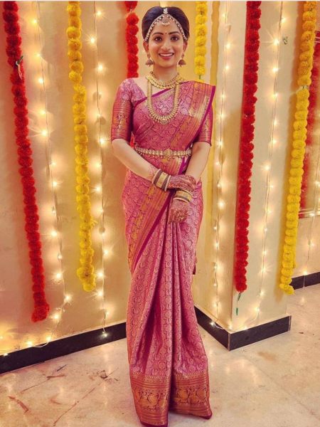 Wedding Wear South Indian Soft Lichi Silk Saree  Sarees 
