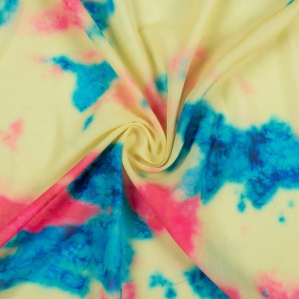 Yellow And Pink Tie   Dye Pattern Digital Print Georgette Fabric Digital print 