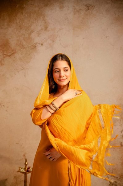 Yellow Chanderi Embroidered Kurti Pant Set with Bhagalpuri Dupatta for Daily Wear  Straight Cut Long Kurtis