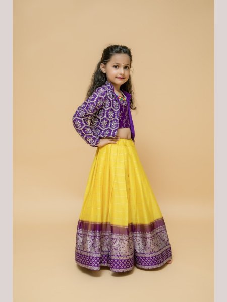 Yellow Color Chinon Silk Sequence Embroidery Lehenga Choli  Girls Wear