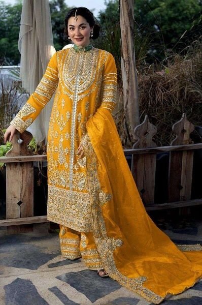Yellow Color Faux Georgette Pakistani Suit  Designer Plazzo Salwar Suits Wholesale