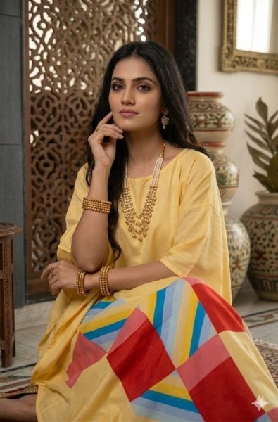 Yellow Comfortable Printed Kaftan for Summer Collection Kaftan 