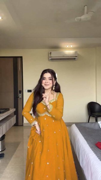 Yellow  Georgette Embroidery Anarkali Suit Set with Dupatta Ready to Wear for Celebrations Ready To Wear Collection