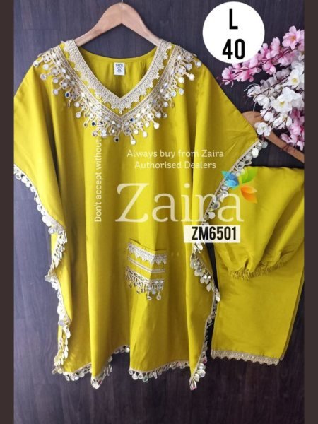 Yellow Kaftan Suit with Mirror Work Ideal for Haldi Ceremony &  Festive Mornings Kaftan 