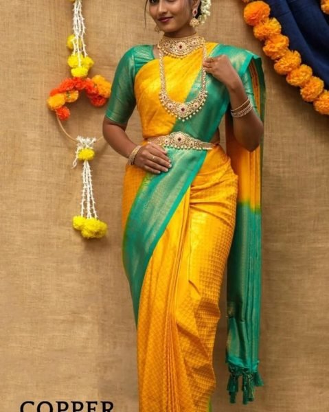 Yellow Kubera Pattu Silk Saree Silk Sarees Wholesale