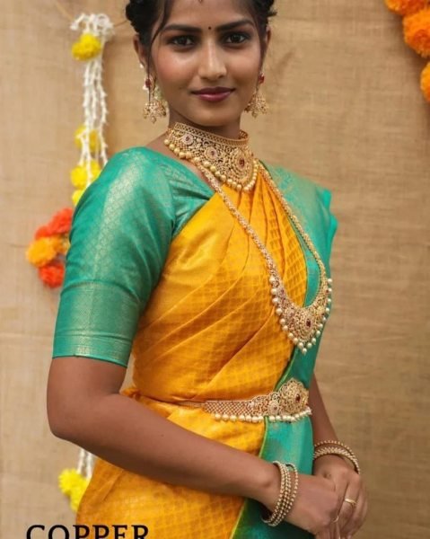 Yellow Kubera Pattu Silk Saree Silk Sarees Wholesale