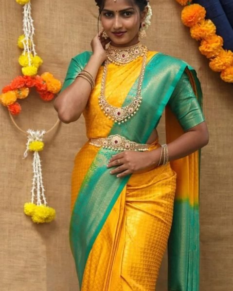 Yellow Kubera Pattu Silk Saree Silk Sarees Wholesale
