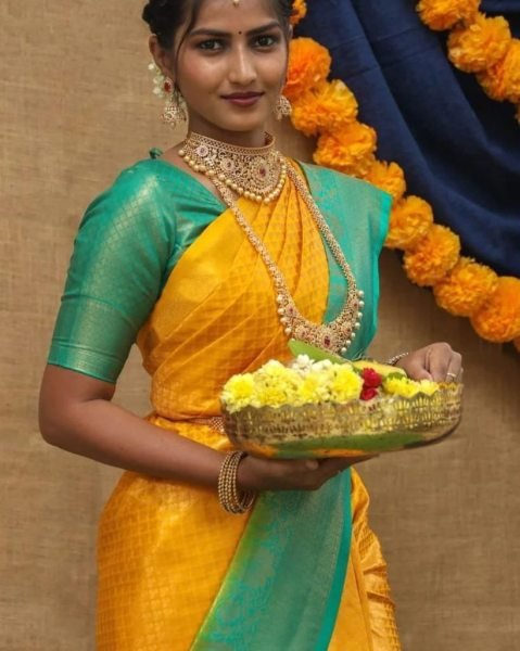 Yellow Kubera Pattu Silk Saree Silk Sarees Wholesale