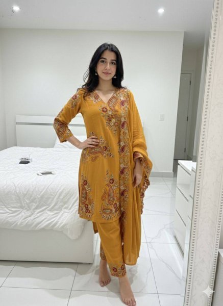 Yellow Premium Embroidered Suit Set for Women Ethnic Collection Ready To Wear Collection